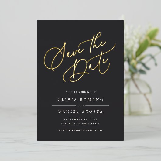 Ethereal Script Foil Enregistrer la carte Date (Debout devant)