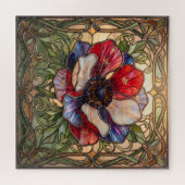 Ethereal Stained Glass Anemone Flower Puzzle (Horizontal)