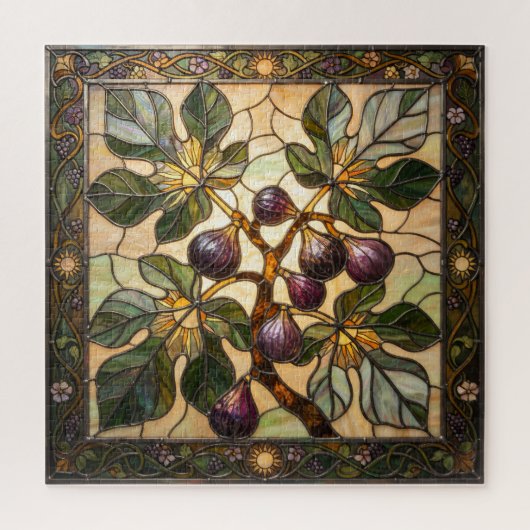 Ethereal Stained Glass Fig Branch Puzzle (Vertical)