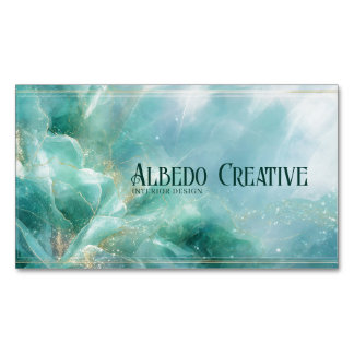 Ethereal Teal Gold Abstract Floral Modern Magnetisch Visitekaartje