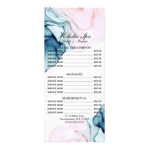 Ethereal Teal & Pink Inky Glamour Salon Prijslijst Reclamekaart