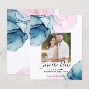 Ethereal Teal Roze Elegante Inkt 'Save the Date'
