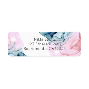 Ethereal Turquoise Roze Elegante Moderne Glam Mode Etiket