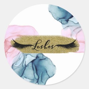 Ethereal Turquoise Roze Elegante Moderne Glam Wimp Ronde Sticker
