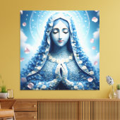 Ethereal Virgin Mary Blue Rose Portrait  Canvas Afdruk (Insitu (Woonkamer))