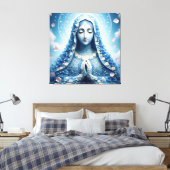 Ethereal Virgin Mary Blue Rose Portrait  Canvas Afdruk (Insitu (Slaapkamer))