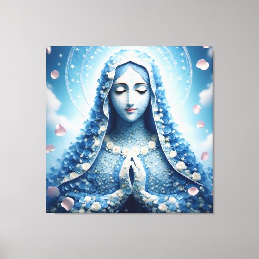 Ethereal Virgin Mary Blue Rose Portrait  Canvas Afdruk (Voorkant)