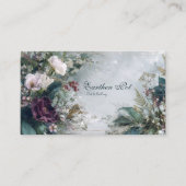 Ethereal Winter Floral Burgundy Rose and Icy Gray Visitekaartje (Voorkant)