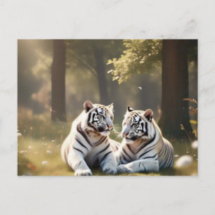 Ethereal Witte Tijgers – Boslandschap Ansichtkaart Briefkaart
