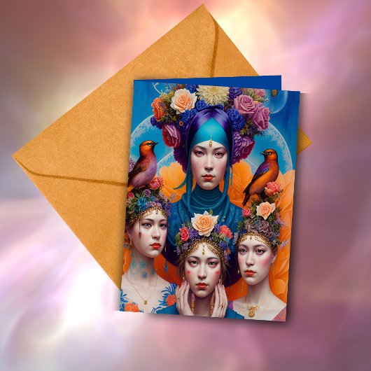 Ethereale bruidsmeisje-aanzoek bedankt fantasie AI Kaart