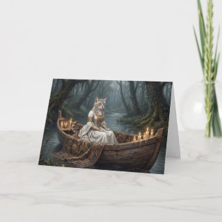 Ethereale kat in boot bedankkaart