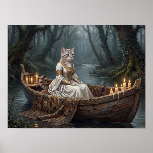 Ethereale Kat in Boot Poster (Voorkant)