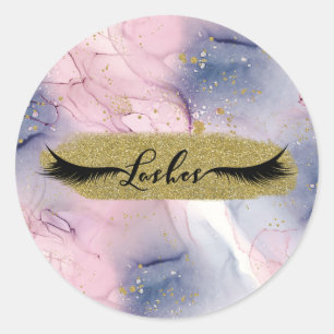 Ethereale Periwinkle Roze Gouden Inky Fantasy Wimp Ronde Sticker