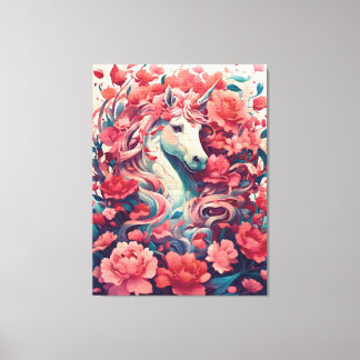 Ethereale Roze Eenhoorn Fantasy Kunst Canvas Afdruk