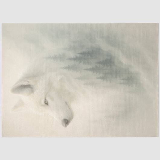 Ethereale Witte Wolf Winter Decoupage Tissuepapier (Voorkant)