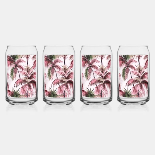 Ethereales Rosé-Palmenmuster Blikvorm Glas (Achterkant)