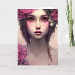 Ethereel meisje met roze sproeten kaart