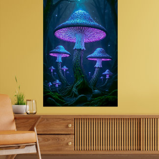 Ethereel Mystieke Bos Bioluminescente Natuur Poster