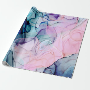 Ethereel Teal & Roze Inktachtige Glamour Verjaarda Cadeaupapier