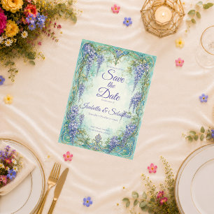 Etherele Art Nouveau Wisteria Romantische Bruiloft Save The Date