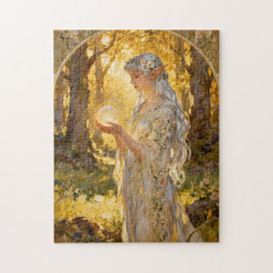 Etherele Elfachtige Maagd in Art Nouveau-stijl Legpuzzel