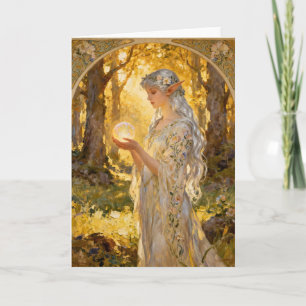 Etherele Elfenmaagd Art Nouveau-stijl Kaart