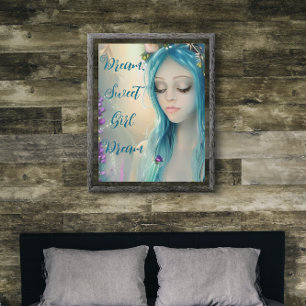 Etherele fantasiekunst   Mooie blauwe fee  Perfect Poster