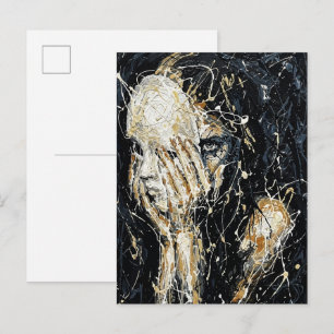 Etherele Geestachtig Gezicht Abstract Druppelende  Briefkaart