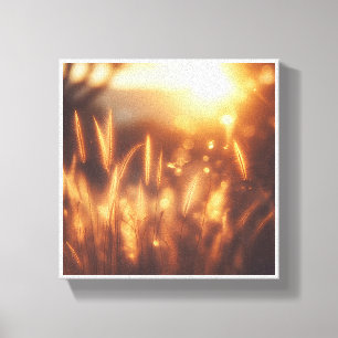 Etherele Gouden Zonsondergang Weide - Warme Zonnes Canvas Afdruk
