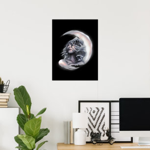 Etherele Maan Godin Surreal Hemels Muurkunst Poster