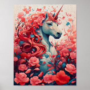 Etherele Roze Eenhoorn Droomlandschap Fantasie Kun Poster