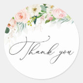 Etherele Roze Rozen Bruiloft Feestje Ronde Sticker (Voorkant)