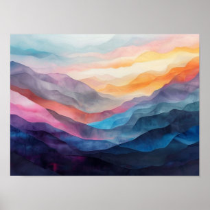 Etherele Strata: Een Multi-Layered Abstract Landsc Poster