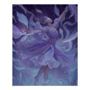 Etherele Violette Danser in Droombeweging Perfect Poster