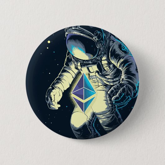Ethereum Crypto Astronaut - ETH naar de maan Ronde Button 5,7 Cm (Voorkant)