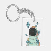 Ethereum naar de maan ETH Space Man Merch - QR-cod Sleutelhanger (Voorkant Links)