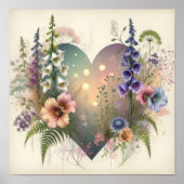 Etherisch bloemenhart poster (Voorkant)
