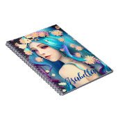  etherisch meisje met bloemen gepersonaliseerd notitieboek (Rechterzijde)