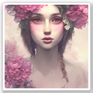 Etherisch meisje met roze sproeten sticker