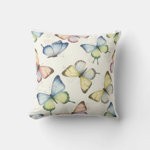 Etherisch Pastel Vlinder Watercolor Patroon Kussen