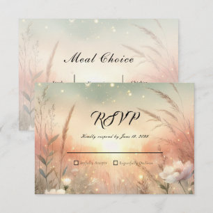 Etherisch Pastel Wilde Bloemenveld Bruiloft RSVP Kaartje