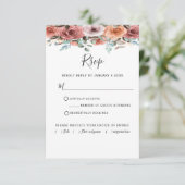 Etherisch Stoffig Blauw, Blush met/zonder maaltijd RSVP Kaartje (Staand voorkant)