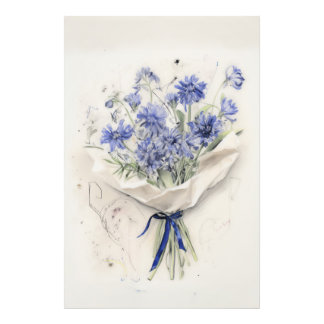 etherisch violet boeket foto afdruk