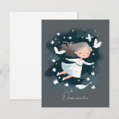 Etherisch Wit Jurk Meisje Vreedzame Duif Bedankkaart (Voorkant / Achterkant)