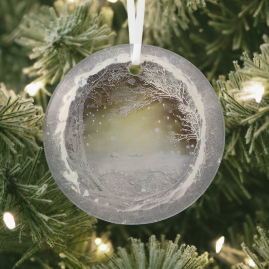 Etherische 3D-look winterscène Glas Ornament (Insitu)