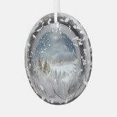 Etherische 3D-look winterscène glas Ornament (Voorkant links)