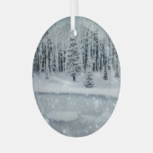 Etherische 3D-look winterscène glas Ornament (Voorkant links)