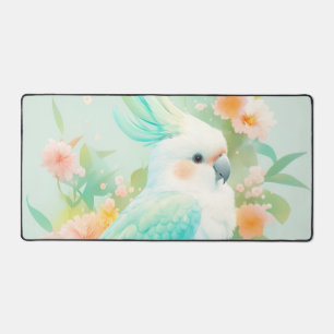 Etherische Aqua Teal Kaketoe Pastel Bloemen Bureaumat