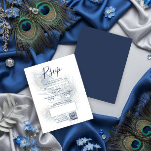 Etherische Aquarel Bruiloft Pauwveren TLW26 RSVP Kaartje