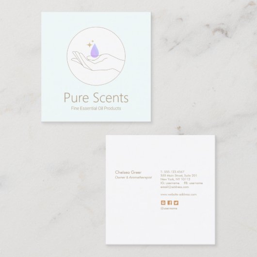 Etherische aroma's vierkante visitekaartje (Voorkant / Achterkant)